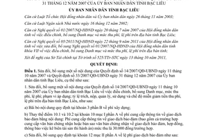 Quyết định 06/2011/QĐ-UBND sửa đổi Quyết định 14/2007/QĐ-UBND