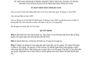 Quyết định 1402/QĐ-UBND 2011 cam kết thực hiện dự án đầu tư nguồn vốn ngoài ngân sách Hà Nam