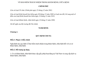 Nghị định 102/2011/NĐ-CP bảo hiểm trách nhiệm trong khám, chữa bệnh