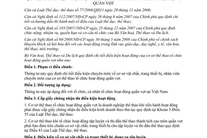 Thông tư 15/2011/TT-BVHTTDL điều kiện hoạt động cơ sở thể thao