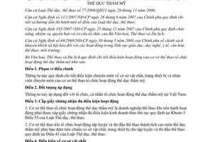 Thông tư 16/2011/TT-BVHTTDL điều kiện hoạt động cơ sở thể thao