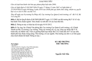 Thông tư 40/2011/TT-BYT bãi bỏ Quyết định 08/2005/QĐ-BYT Tiêu chuẩn ngành