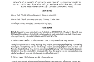 Nghị định 103/2011/NĐ-CP sửa đổi Nghị định 133/2008/NĐ-CP