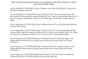 Hướng dẫn 01/SXD.KTXD điều chỉnh chi phí nhân công và chi phí máy thi công trong