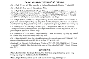 Quyết định 73/2011/QĐ-UBND sử dụng cần trục tháp tại công trường xây dựng