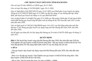 Quyết định 3155/QĐ-UBND năm 2011 Quy hoạch vùng tỉnh Hải Dương đến 2020