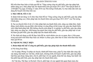 Kế hoạch 1604/KH-UBND tăng cường giáo dục pháp luật thanh thiếu niên 2011 2015 Hà Nam