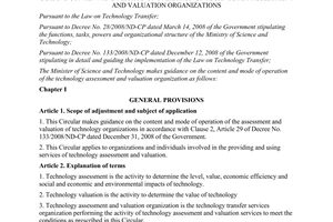 Circular No. 31/2011/TT-BKHCN guiding content and method of operation of technol