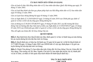 Quyết định 52/2011/QĐ-UBND quản lý và bảo vệ hành lang an toàn đường bộ