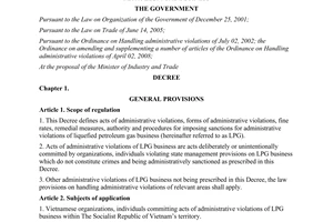 Decree No. 105/2011/ND-CP prescribing sanctions for administrative violations