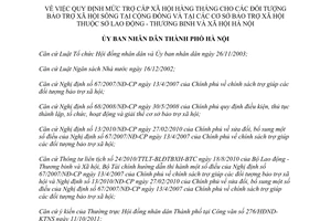 Quyết định 34/2011/QĐ-UBND mức trợ cấp xã hội hàng tháng