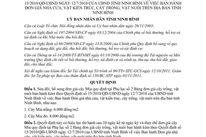 Quyết định 22/2011/QĐ-UBND sửa đổi đơn giá cây Mía quy định tại Phụ lục 2