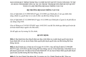 Quyết định 2635/QĐ-BGTVT  Quy trình thẩm tra và phê duyệt quyết toán