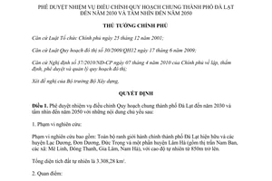 Quyết định 2060/QĐ-TTg phê duyệt nhiệm vụ điều chỉnh Quy hoạch chung