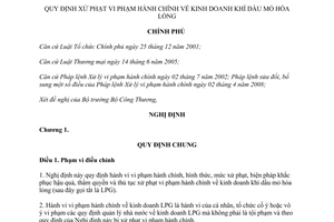 Nghị định 105/2011/NĐ-CP  xử phạt vi phạm hành chính kinh doanh khí