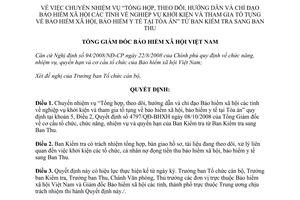 Quyết định 1306/QĐ-BHXH chuyển nhiệm vụ Tổng hợp, theo dõi, hướng dẫn