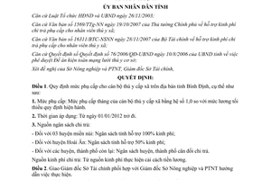 Quyết định 38/2011/QĐ-UBND mức phụ cấp cho cán bộ thú y cấp xã Bình Định