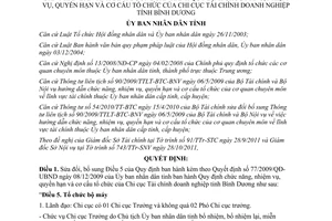 Quyết định 48/2011/QĐ-UBND chức năng cơ cấu tổ chức Chi cục Tài chính doanh nghiệp Bình Dương