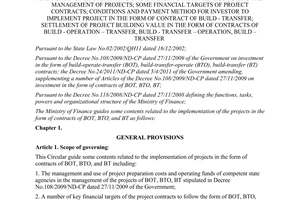 Circular No. 166/2011/TT-BTC defining on the management and use of project