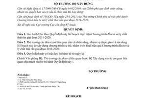 Quyết định 896/QĐ-BXD Kế hoạch thực hiện Chương trình đầu tư xử lý