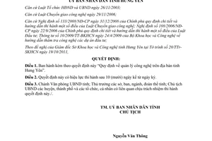 Quyết định 23/2011/QĐ-UBND quản lý công nghệ