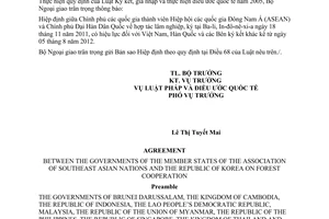Thông báo hiệu lực Hiệp định hợp tác lâm nghiệp giữa các quốc gia ASEAN-Hàn Quốc