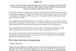 Thông tư 33/2011/TT-BLĐTBXH hướng dẫn chế độ thời gian làm việc, nghỉ ngơi