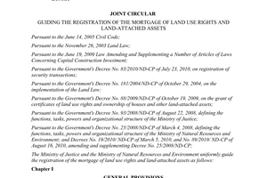 Joint circular No. 20/2011/TTLT-BTP-BTNMT  guiding the registration