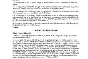 Thông tư liên tịch 20/2011/TTLT-BTP-BTNMT hướng dẫn đăng ký thế chấp quyền sử