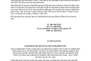 Thông báo hiệu lực Nghị định thư bổ sung cho Nghị định thư