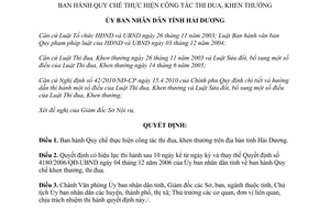 Quyết định 28/2011/QĐ-UBND Quy chế thực hiện công tác thi đua khen thưởng Hải Dương