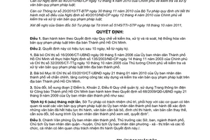 Quyết định 75/2011/QĐ-UBND Quy chế kiểm tra, xử lý và rà soát, hệ thống hóa