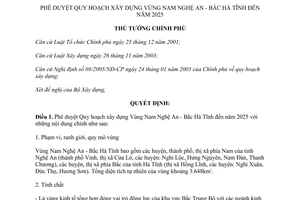 Quyết định 2082/QĐ-TTg phê duyệt Quy hoạch xây dựng Vùng Nam Nghệ An