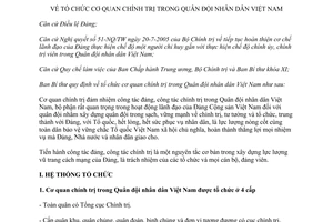 Quy định 50-QĐ/TW  tổ chức cơ quan chính trị trong Quân đội nhân dân
