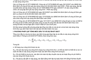 Hướng dẫn 05/HD-SXD lập tổng mức đầu tư và dự toán xây dựng công trình