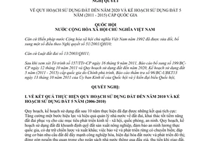 Nghị quyết 17/2011/QH13 về Quy hoạch sử dụng đất đến năm 2020 và Kế hoạch sử dụn
