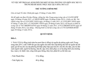 Quyết định 2090/QĐ-TTg  hỗ trợ gạo, kinh phí cho địa phương ven biển Bắc Bộ