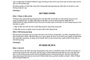 Thông tư 80/2011/TT-BNNPTNT hướng dẫn phương pháp xác định tiền chi trả dịch vụ