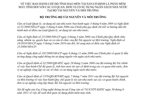 Quyết định 2134/QĐ-BTNMT 2011 tính hao mòn phần mềm máy tính cơ quan đơn vị sử dụng ngân sách