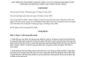 Nghị định 107/2011/NĐ-CP hướng dẫn điểm c khoản 2 Điều 15 Luật Cơ quan đại diện