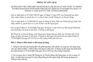 Thông tư liên tịch 34/2011/TTLT-BTTTT-BNG hướng dẫn việc phối hợp thi hành