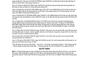 Quyết định 5477/QĐ-UBND công bố Bảng giá ca máy và thiết bị thi công xây dựng