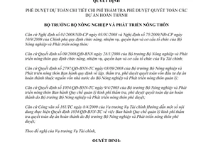 Quyết định 1817/QĐ-BNN-TC phê duyệt Dự toán chi tiết Chi phí thẩm tra