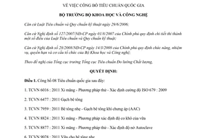 Quyết định 3628/QĐ-BKHCN năm 2011 công bố Tiêu chuẩn quốc gia