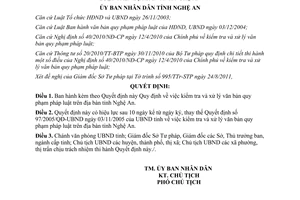 Quyết định 62/2011/QĐ-UBND kiểm tra và xử lý văn bản quy phạm pháp luật Nghệ An