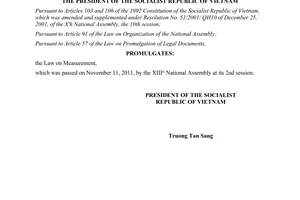 Order No. 13/2011/L-CTN  on the promulgation of law