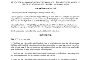 Quyết định 2099/QĐ-TTg tổ chức và hoạt động Viện Khoa học Lâm nghiệp