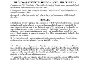 Resolution No. 21/2011/QH13  on questioning and replies at the 2nd session