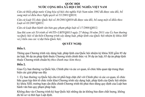 Nghị quyết 20/2011/QH13 chương trình xây dựng luật, pháp lệnh của Quốc hội nh