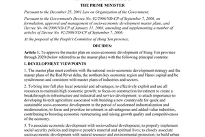 Decision No. 2111/QD-TTg approve the master plan on socio-economic development